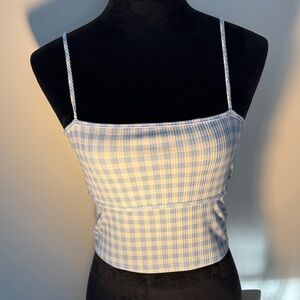 Caution To The Wind Blue and White Plaid Camisole